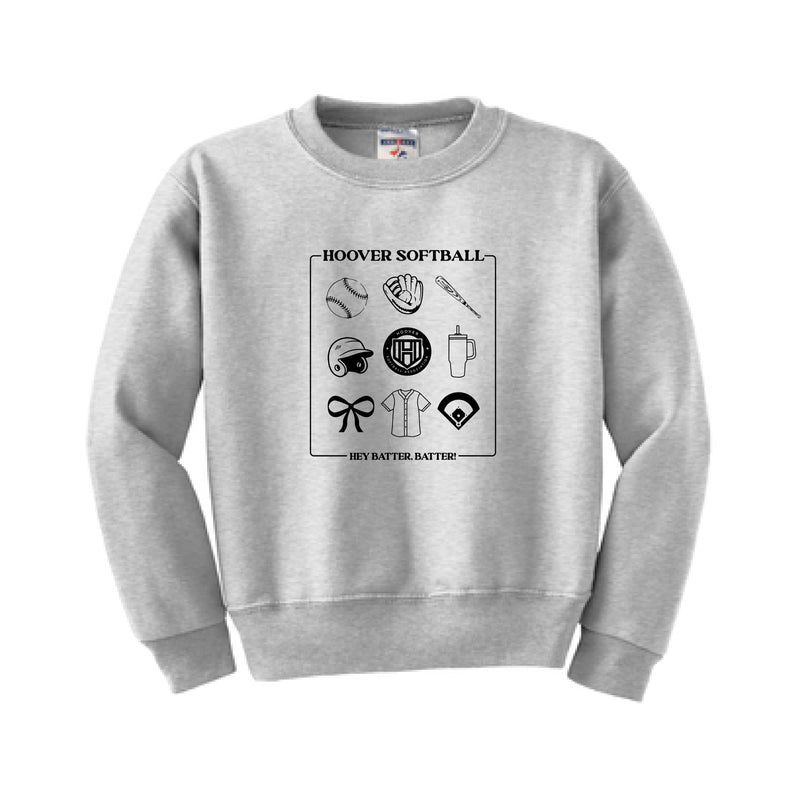 The Hoover Softball Icons | Ash Youth Crewneck