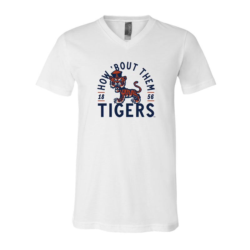 The How Bout Them Tigers  | White V-Neck Tee