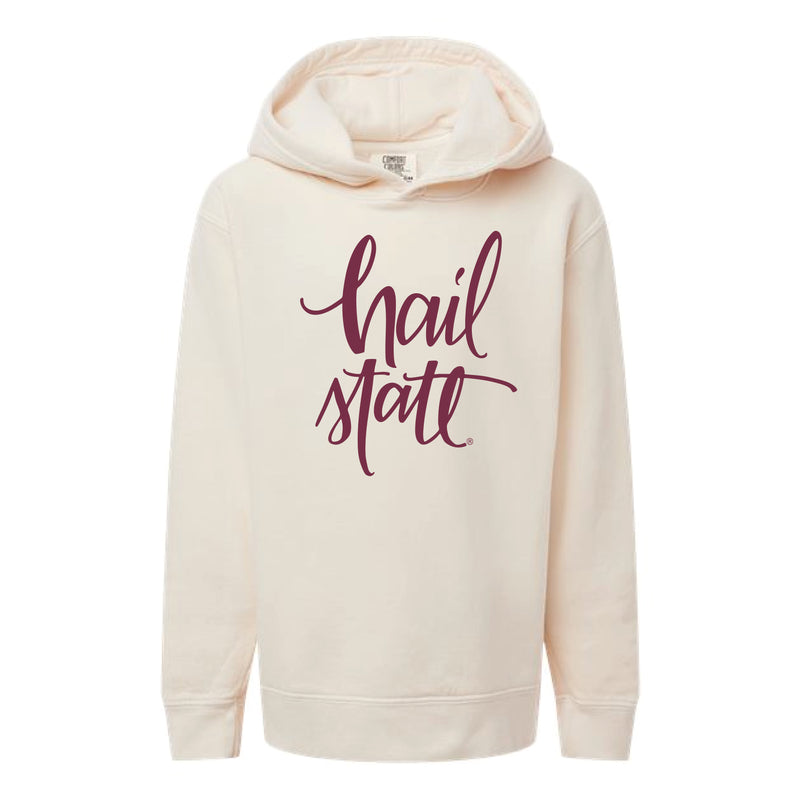 The Hail State Script | Youth Ivory Hooded Sweatshirt