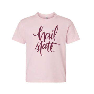 The Hail State Script | Youth Soft Pink Tee