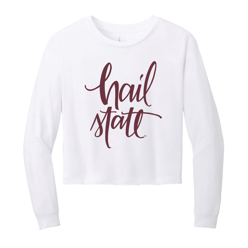 The Hail State Script | White Midi Long Sleeve Tee