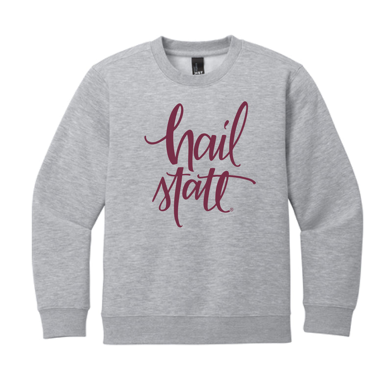 The Hail State Script | Youth Light Grey Heather Crewneck
