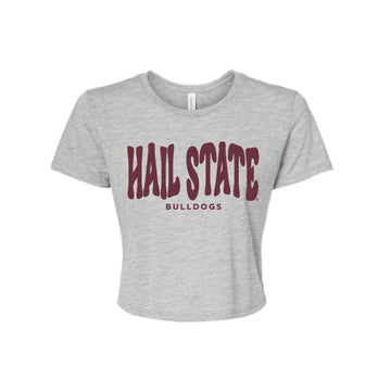 The Hail State Wavy | Athletic Heather Flowy Crop Tee