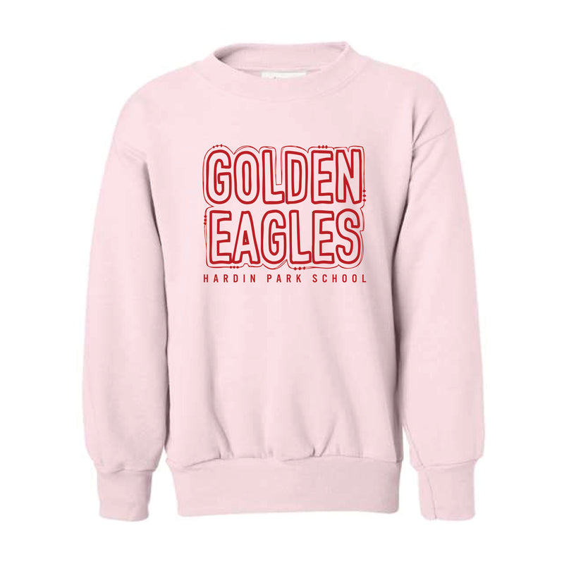 The Handwritten Golden Eagles | Youth Pale Pink Crewneck Sweatshirt