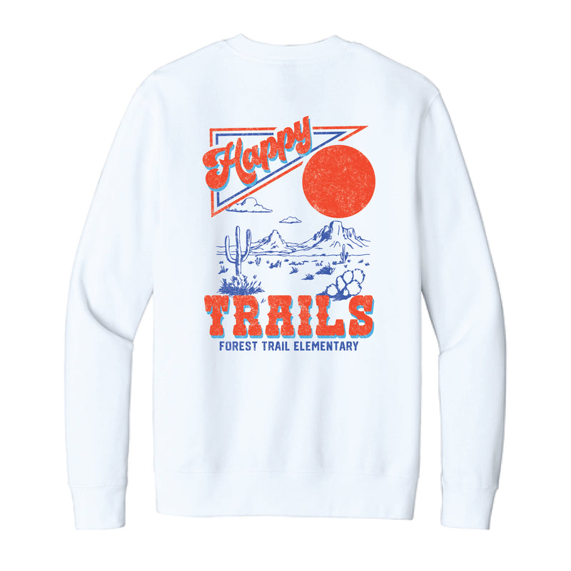 The Happy Trails | Adult White Crewneck Sweatshirt
