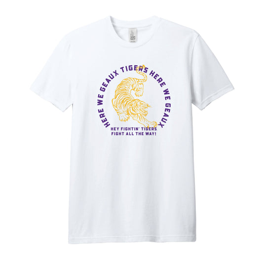 The Here We Go Tigers Arch | White Tee
