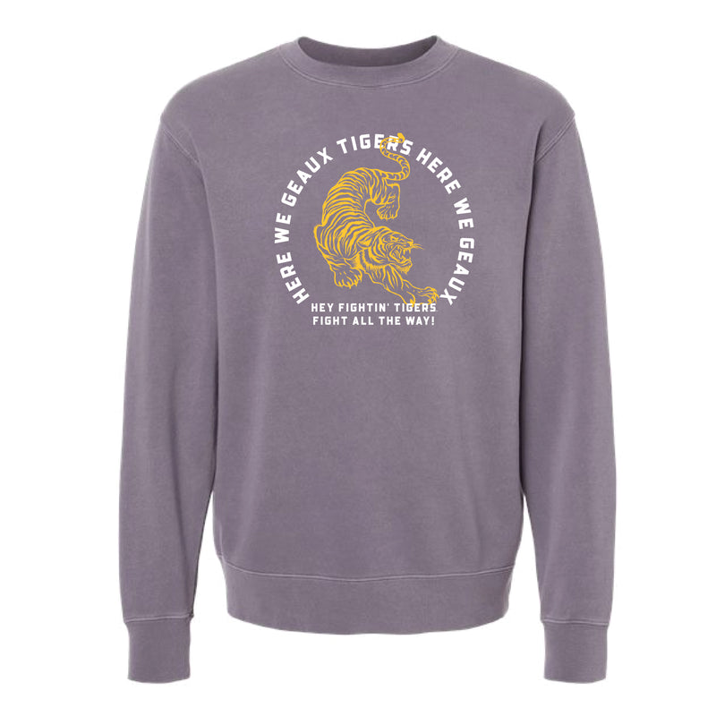 The Here We Go Tigers Arch | Pigment Plum Sweatshirt