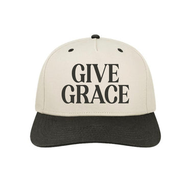 The Give Grace Block | Embroidered Adult Stone/Black Hat