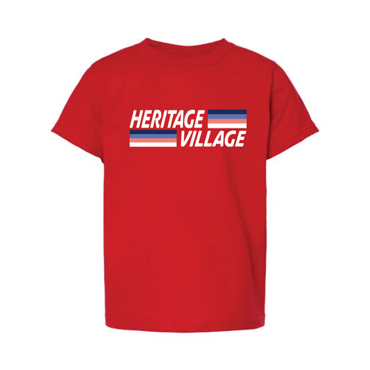 The Heritage Village Stripes | Oversized Red Youth Tee