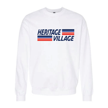 The Heritage Village Stripes | White Crewneck
