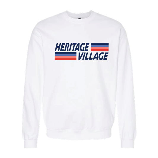 The Heritage Village Stripes | White Crewneck