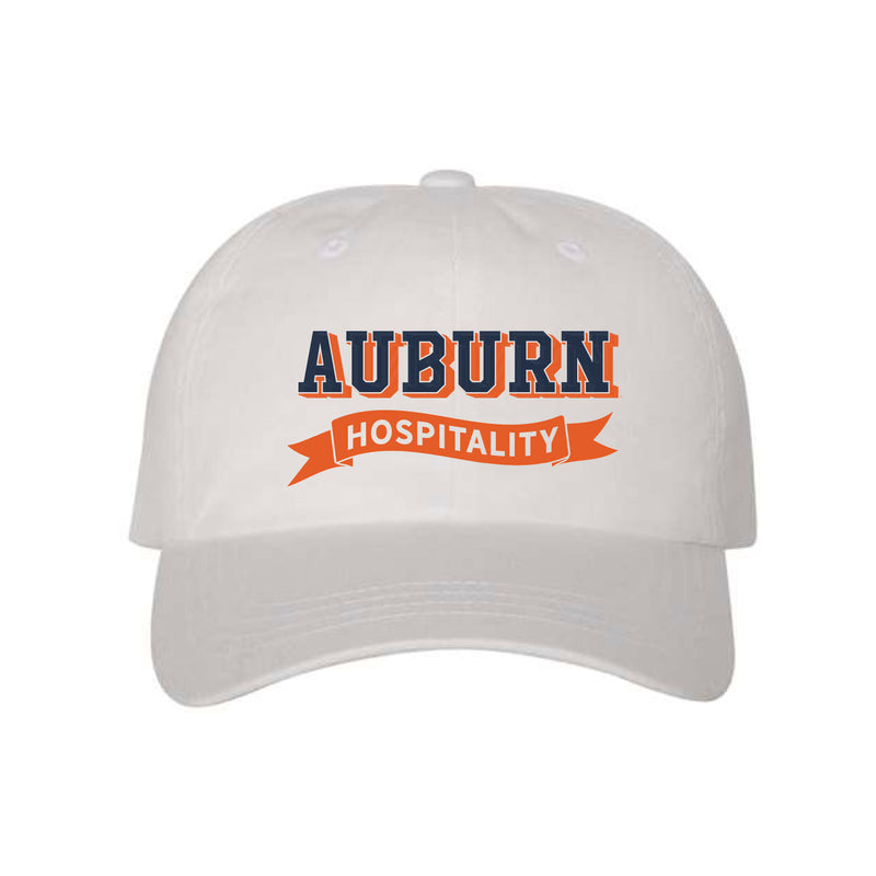 The Hospitality Banner | Embroidered Adult White Dad Hat