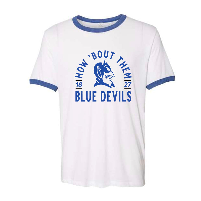 The How Bout Them Blue Devils | White/Vintage Royal Ringer Tee