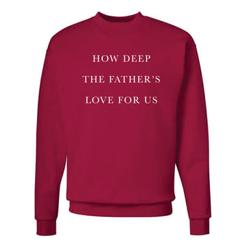 The How Deep | Adult Deep Red Crewneck Sweatshirt