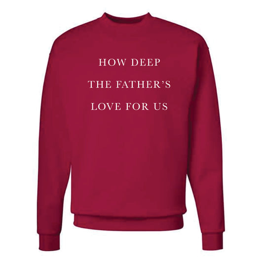 The How Deep | Adult Deep Red Crewneck Sweatshirt