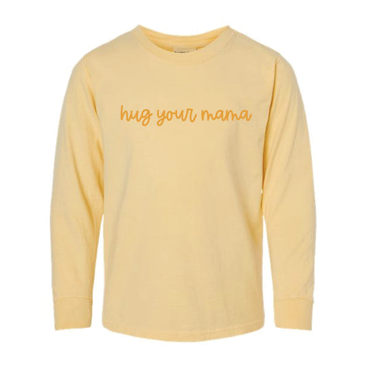 The Hug Your Mama Script | Summer Squash Yellow Youth Long Sleeve Tee