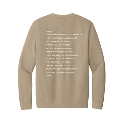 The I Believe | Adult Desert Tan	Fleece Crew