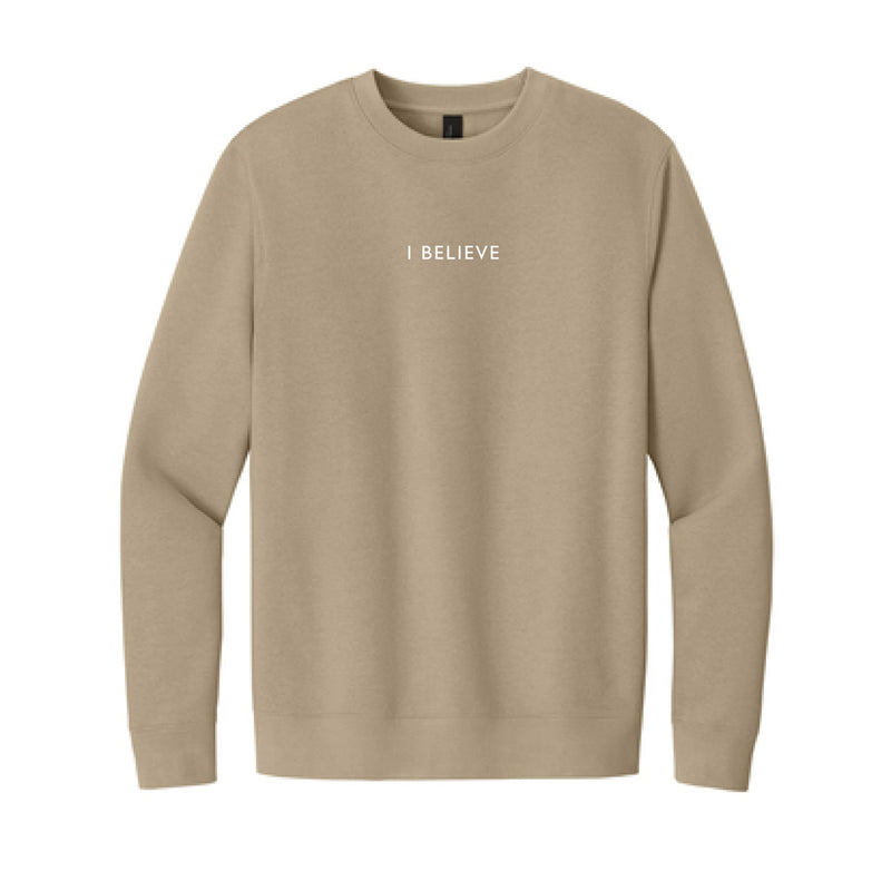 The I Believe | Adult Desert Tan	Fleece Crew