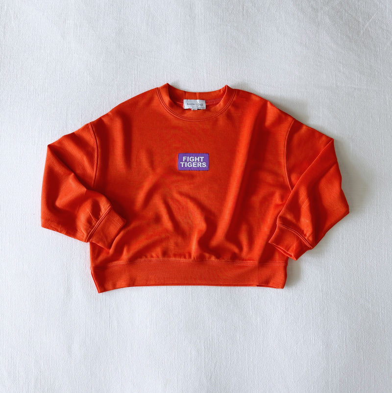 The Youth Orange Ava Airy Crewneck | Fight Tigers Woven Label