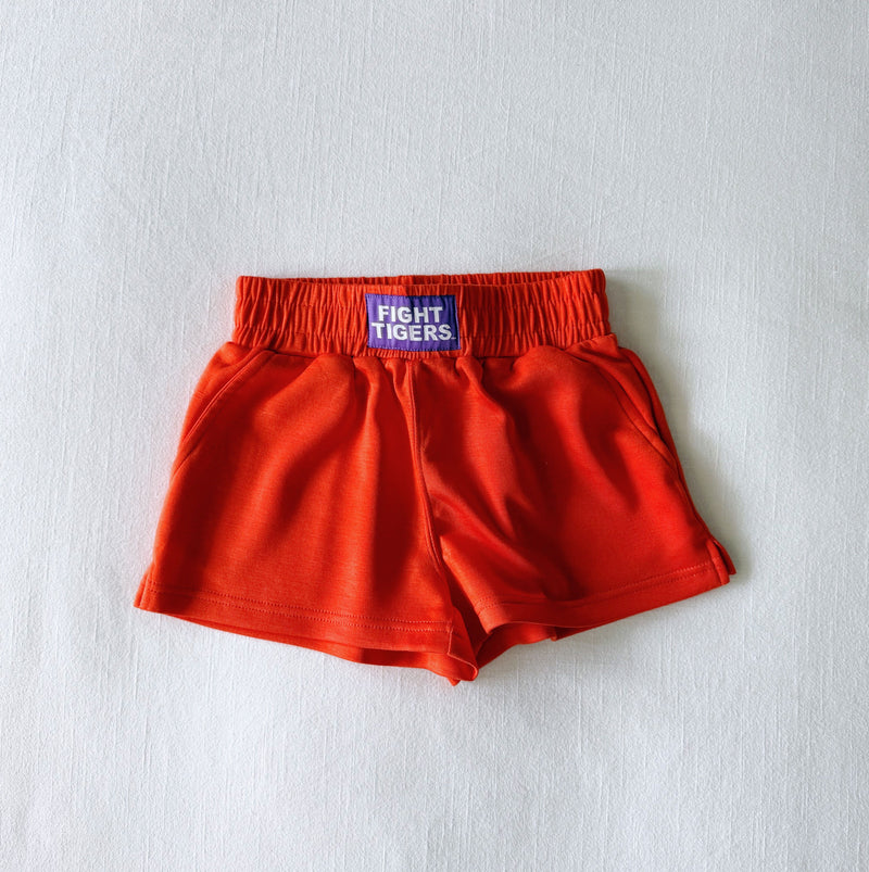 The Youth Orange Ava Airy Shorts | Fight Tigers Woven Label