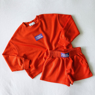 The Youth Orange Ava Airy Crewneck | Fight Tigers Woven Label