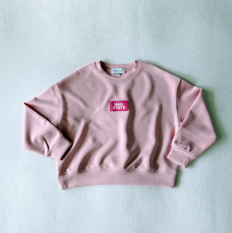 The Light Pink Ava Airy Crewneck | Hail State Woven Label