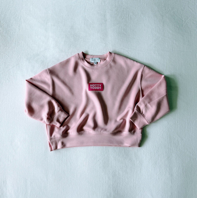 The Light Pink Ava Airy Crewneck | Hotty Toddy Woven Label