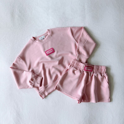 The Light Pink Ava Airy Crewneck | Hotty Toddy Woven Label