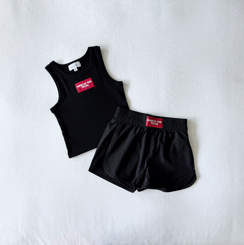 The Youth Black Liz Nylon Shorts | Wreck Em Tech Woven Label