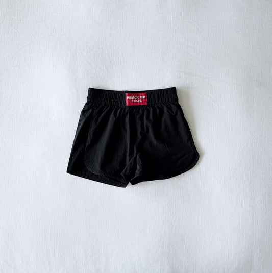 The Liz Nylon Shorts Wreck Em Tech Woven Label | Black
