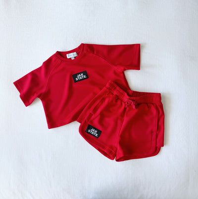 The Youth Red Kristen Lounge Shorts | Jax State Woven Label