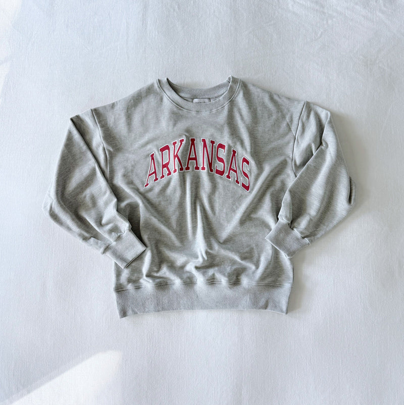 The Youth Light Grey Mallory Crewneck | Arkansas Applique Arch