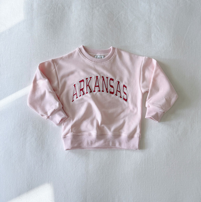 The Youth Light Pink Mallory Crewneck | Arkansas Applique Arch