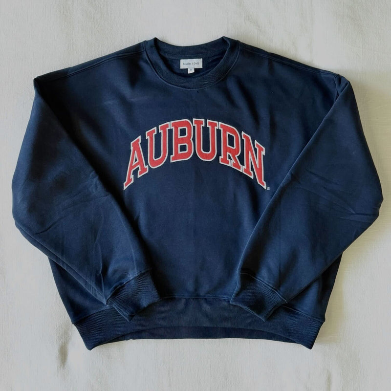 The Navy Molly Cozy Crew | Auburn Applique Arch