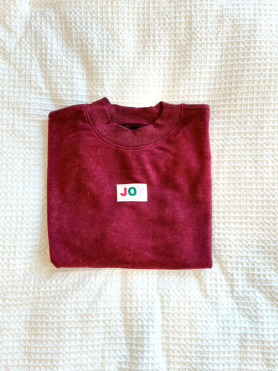 The Joy Woven Label | Washed Deep Red Crewneck