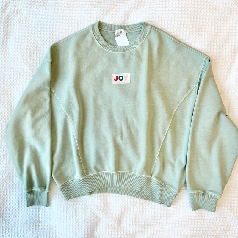 The Joy Woven Label | Sage Crewneck
