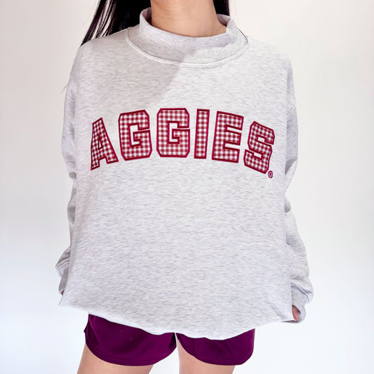 The Mallory Mockneck Texas A&M Gingham | Ash
