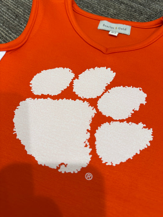 The Clemson University | Orange Power Stripe V-Neck Cheer Dress *LOGO MISPRINT*