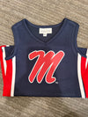 The Ole Miss | Navy Power Stripe V-Neck Cheer Dress *LOGO MISPRINT*