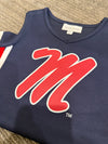 The Ole Miss | Navy Power Stripe V-Neck Cheer Dress *LOGO MISPRINT*
