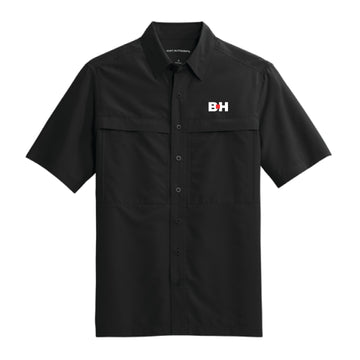 The Icon Logo | Embroidered Short Sleeve Deep Black Shirt