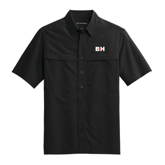 The Icon Logo | Embroidered Short Sleeve Deep Black Shirt