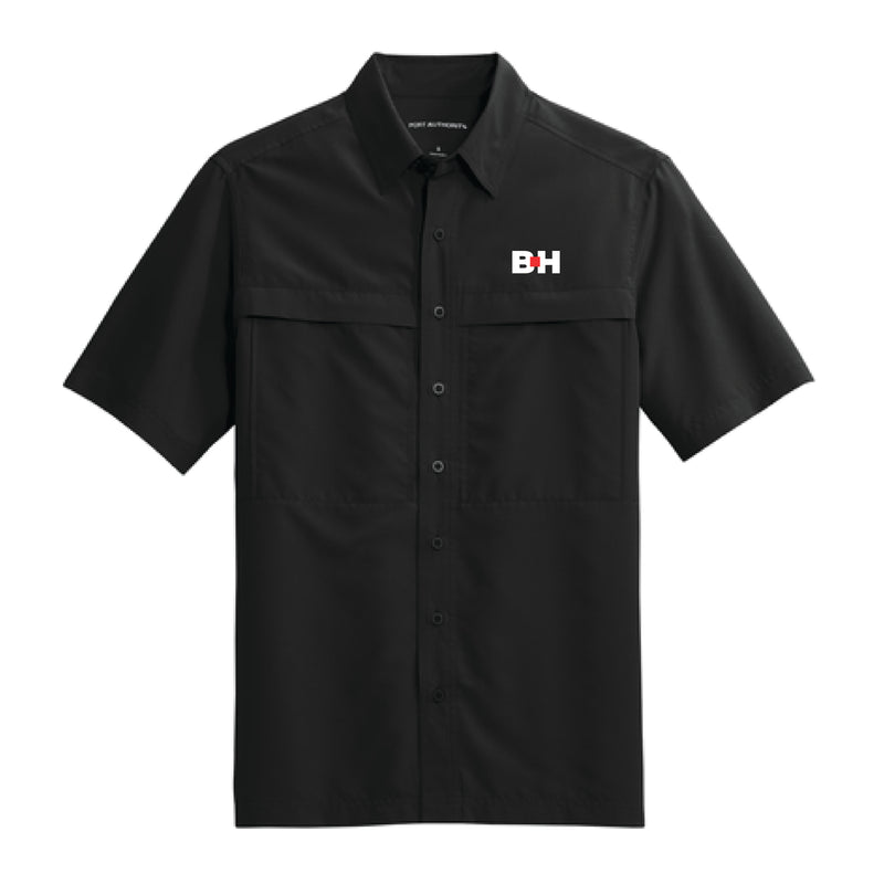The Icon Logo | Embroidered Short Sleeve Deep Black Shirt