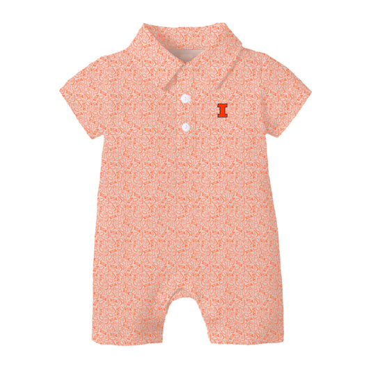 The James Illinois Pattern Romper | Orange