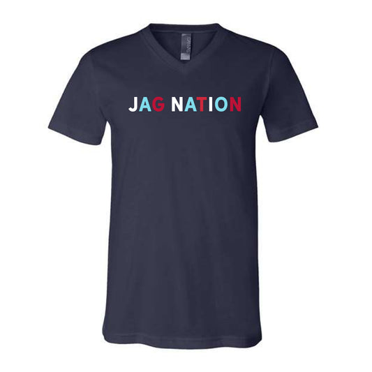 The Jag Nation Multi | Adult Navy V-Neck Tee