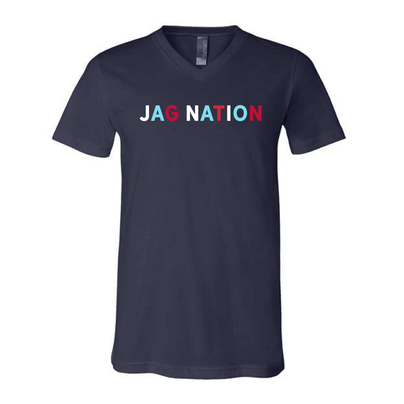 The Jag Nation Multi | Adult Navy V-Neck Tee