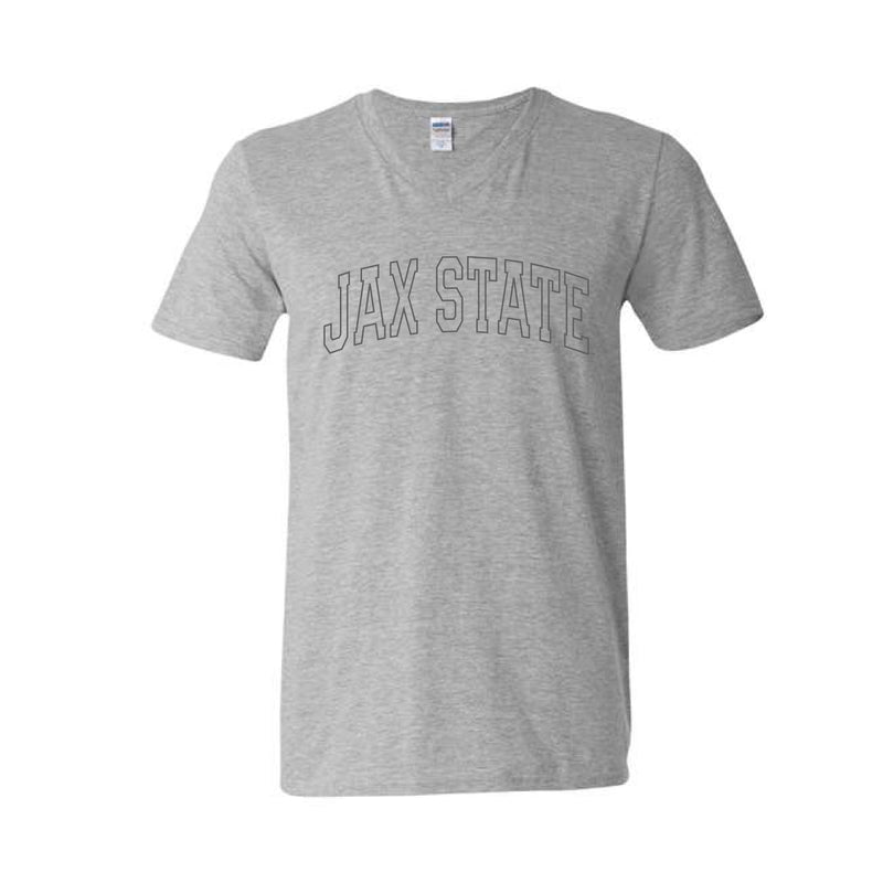 The Jax State Arch Outline | Sport Grey V-Neck Tee