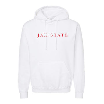 The Jax State Serif | White Hoodie