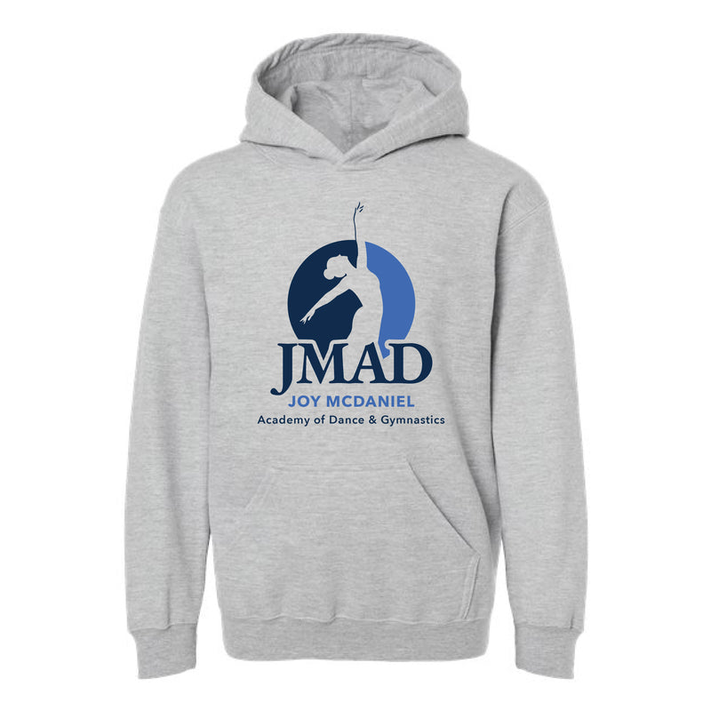 The JMAD Logo | Heather Grey Youth Hooded Sweatshirt