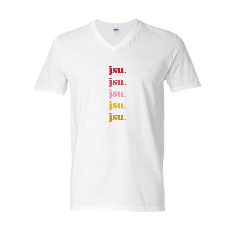 The JSU Repeat | White V-Neck Tee